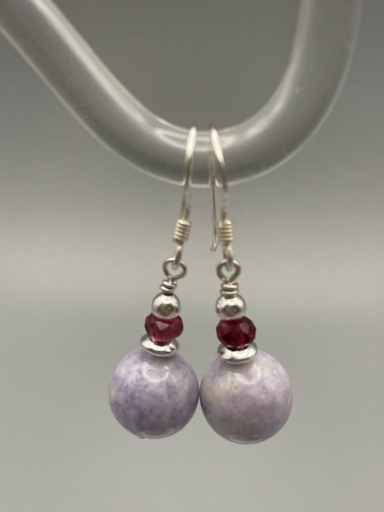 Lilac Jade, Ruby and Sterling Silver 925.