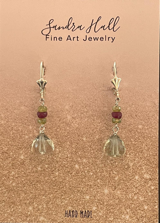 Peridot, Ruby, Quartz and Sterling Silver 925.