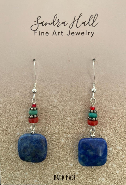 Lapis Lazuli, Coral, Turquoise and Sterling Silver 925.