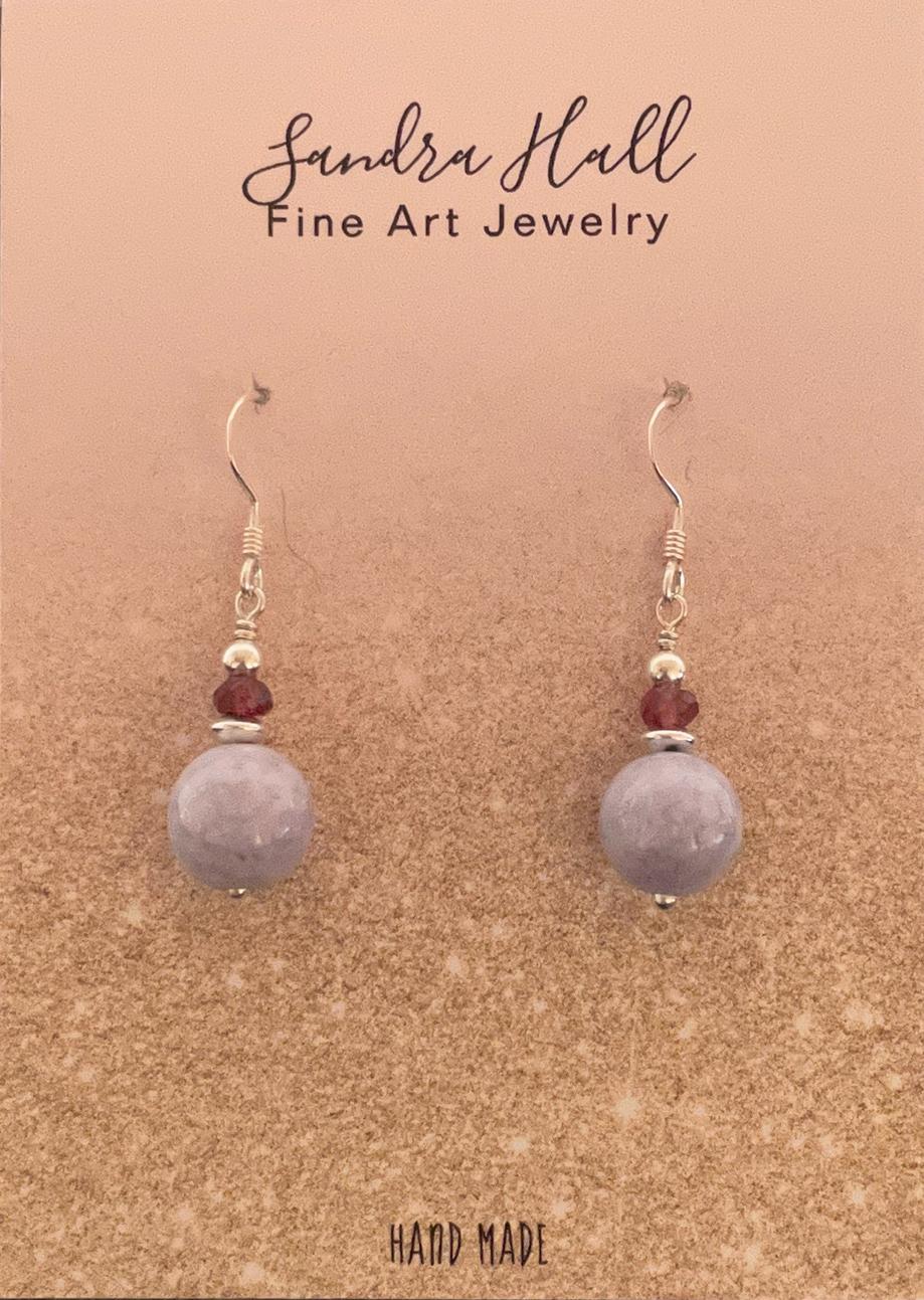 Lilac Jade, Ruby and Sterling Silver 925.