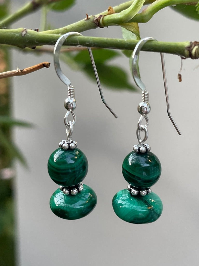 Malachite and Sterling Silver 925.